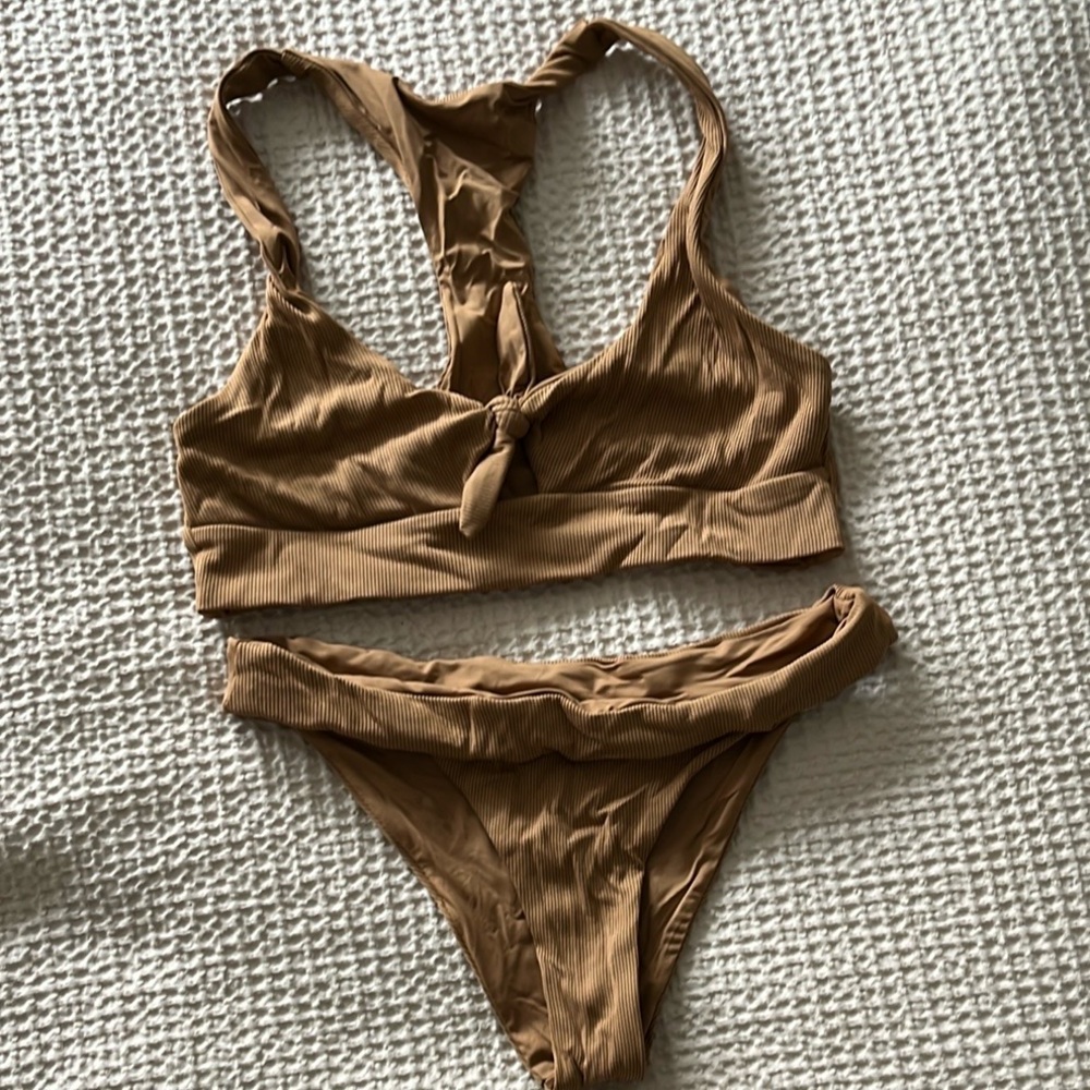 L*space Tan Ribbed tie bikini set - Picture 6 of 6